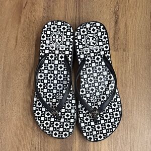Tory Burch Black and White Patterned Sandals